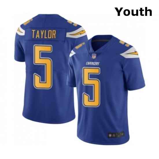Youth Los Angeles Chargers 5 Tyrod Taylor Limited Electric Blue Rush Vapor Untouchable Football Jersey